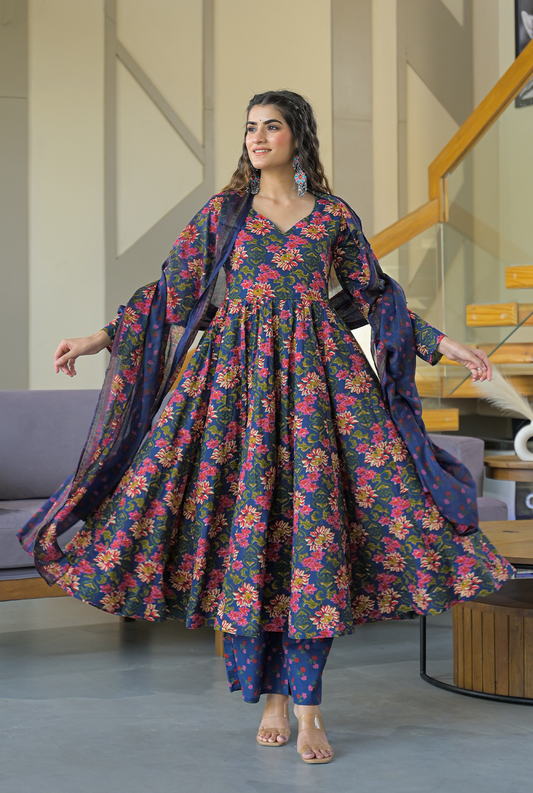Khushi Blue floral suit set