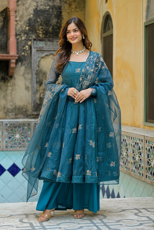 Ethereal Sage Organza Suit Set