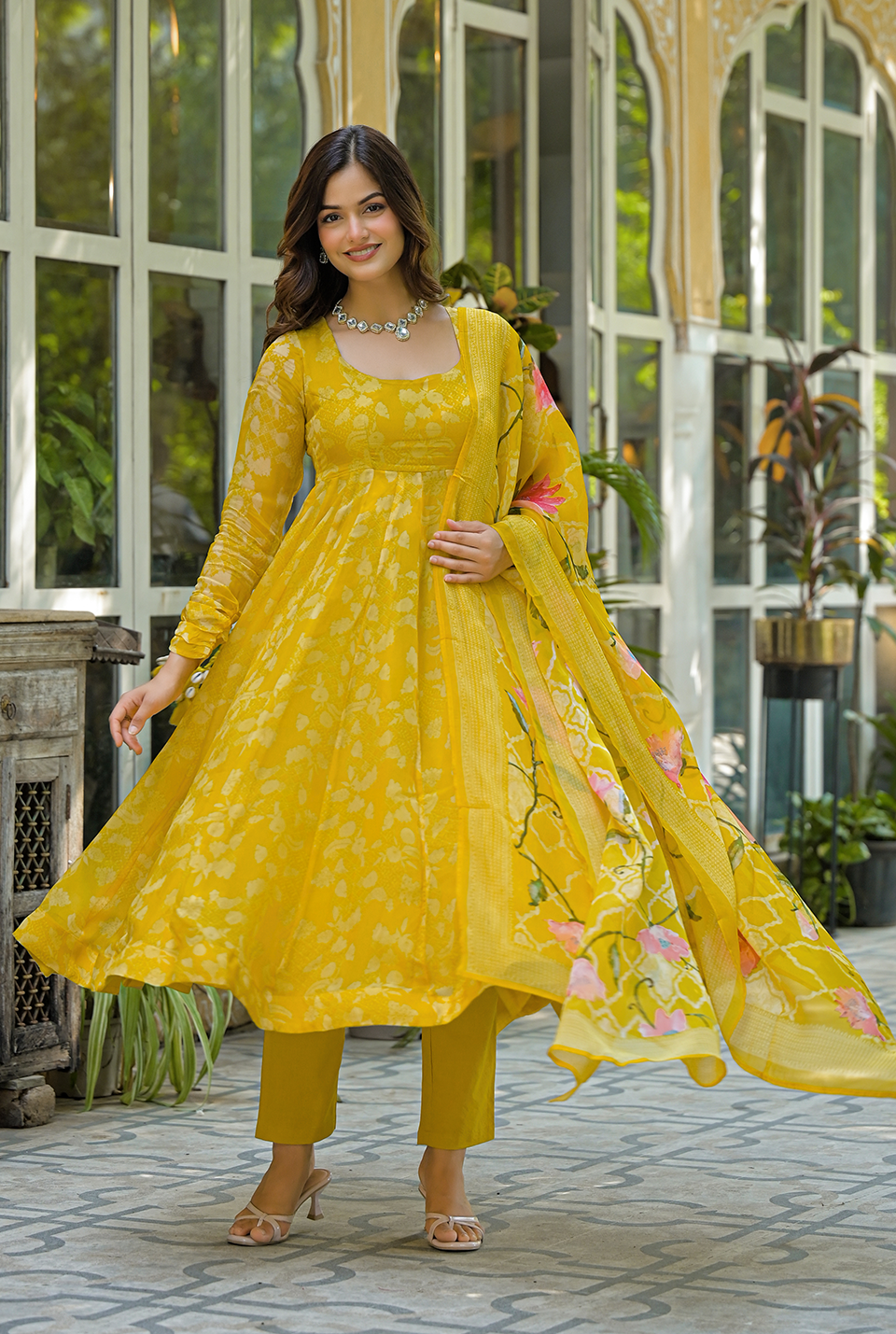 Kanisha yellow organza Suit set