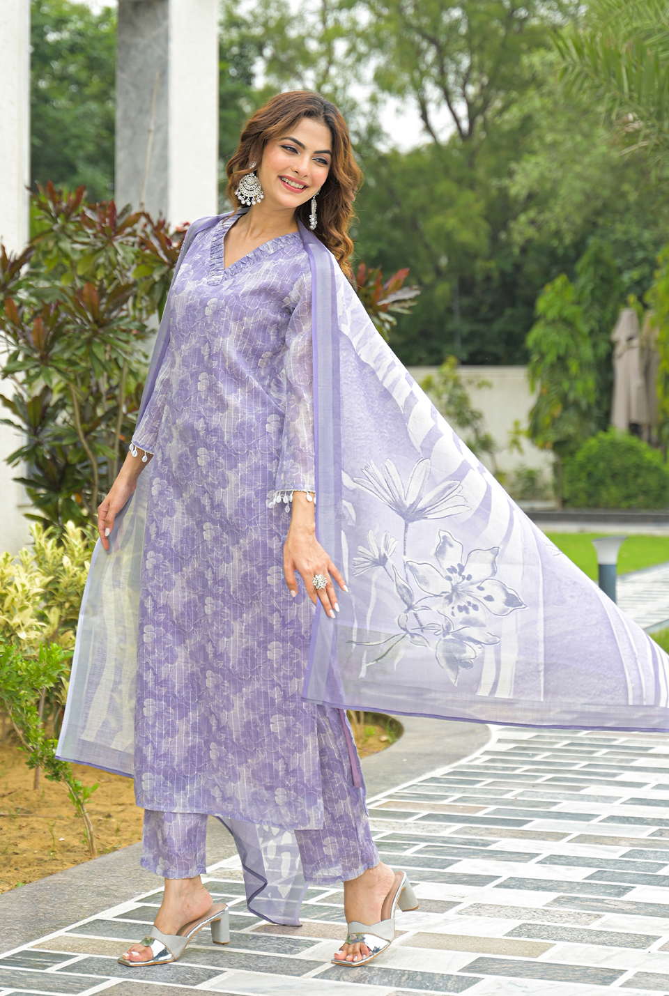Violet Floral Kurta Set