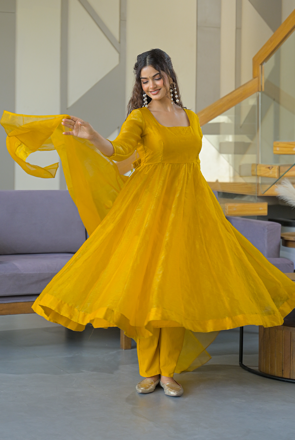 Samriddhi Yellow Organza Suit Set