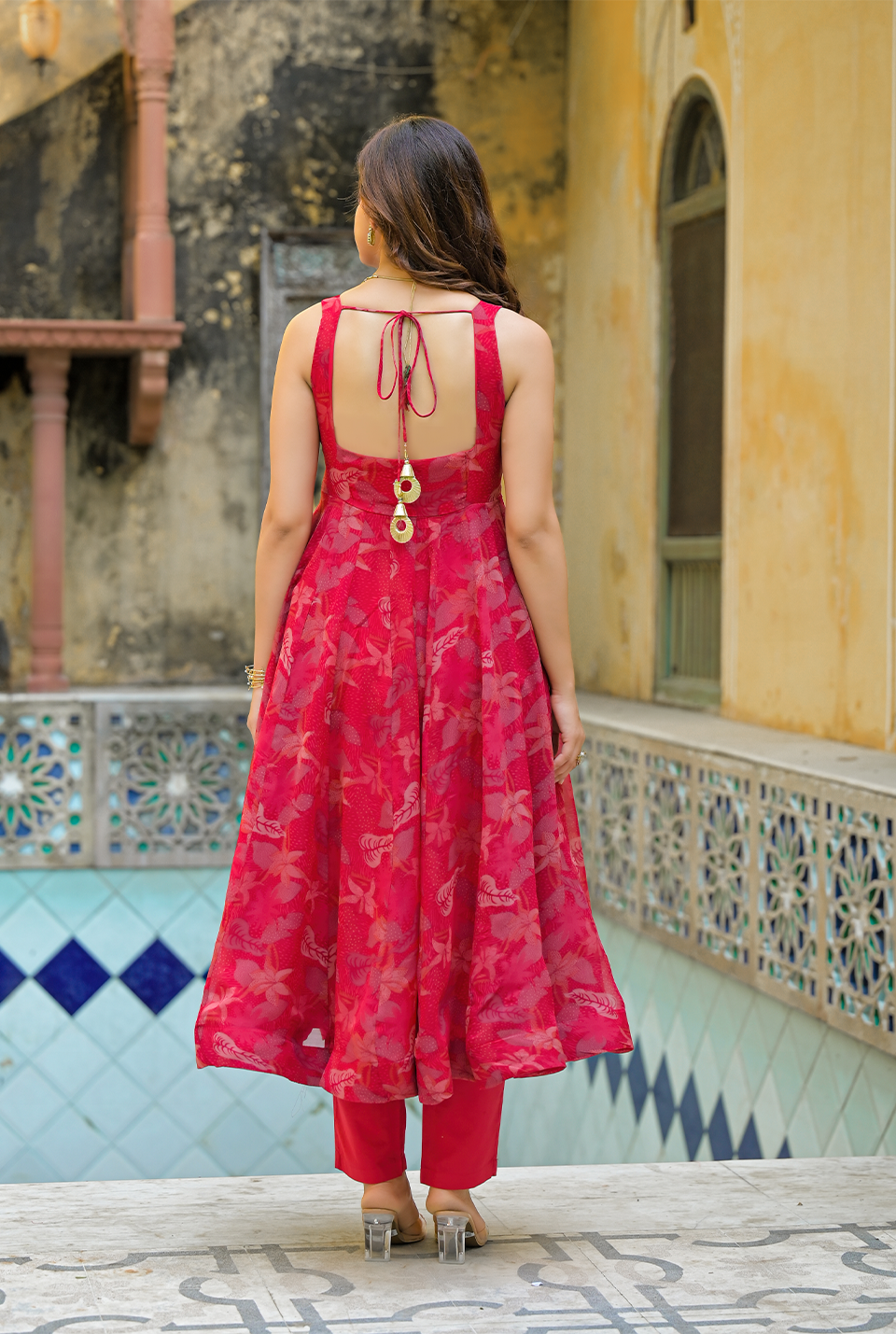 Heavenly red organza suit set