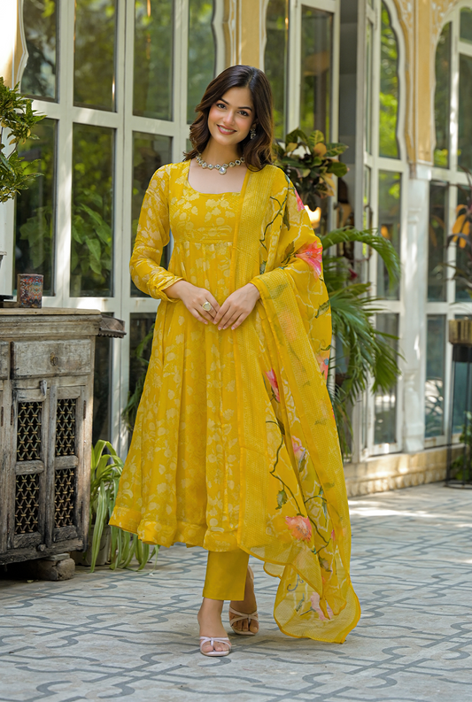 Kanisha yellow organza Suit set