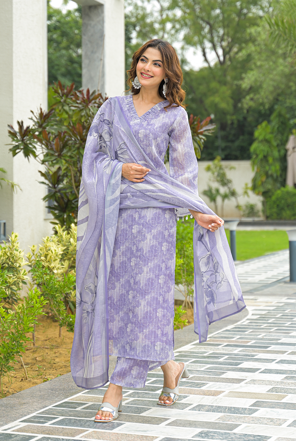 Violet Floral Kurta Set