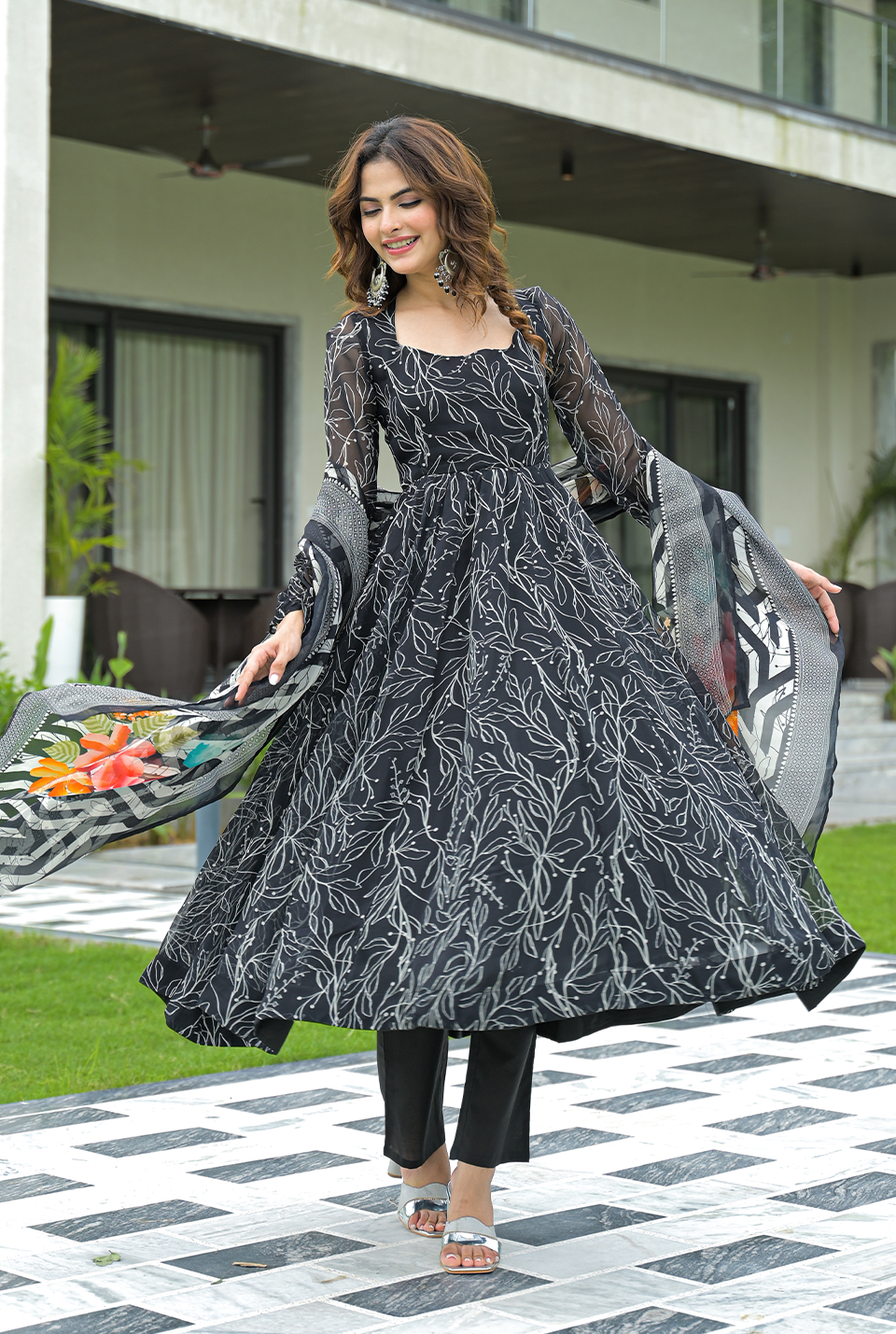 Prisha Black Georgette Suit Set