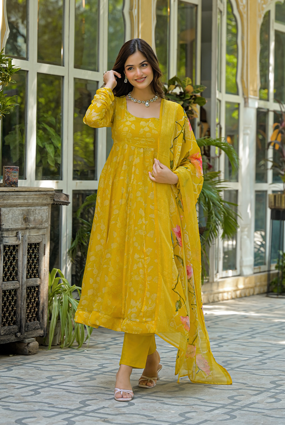 Kanisha yellow organza Suit set