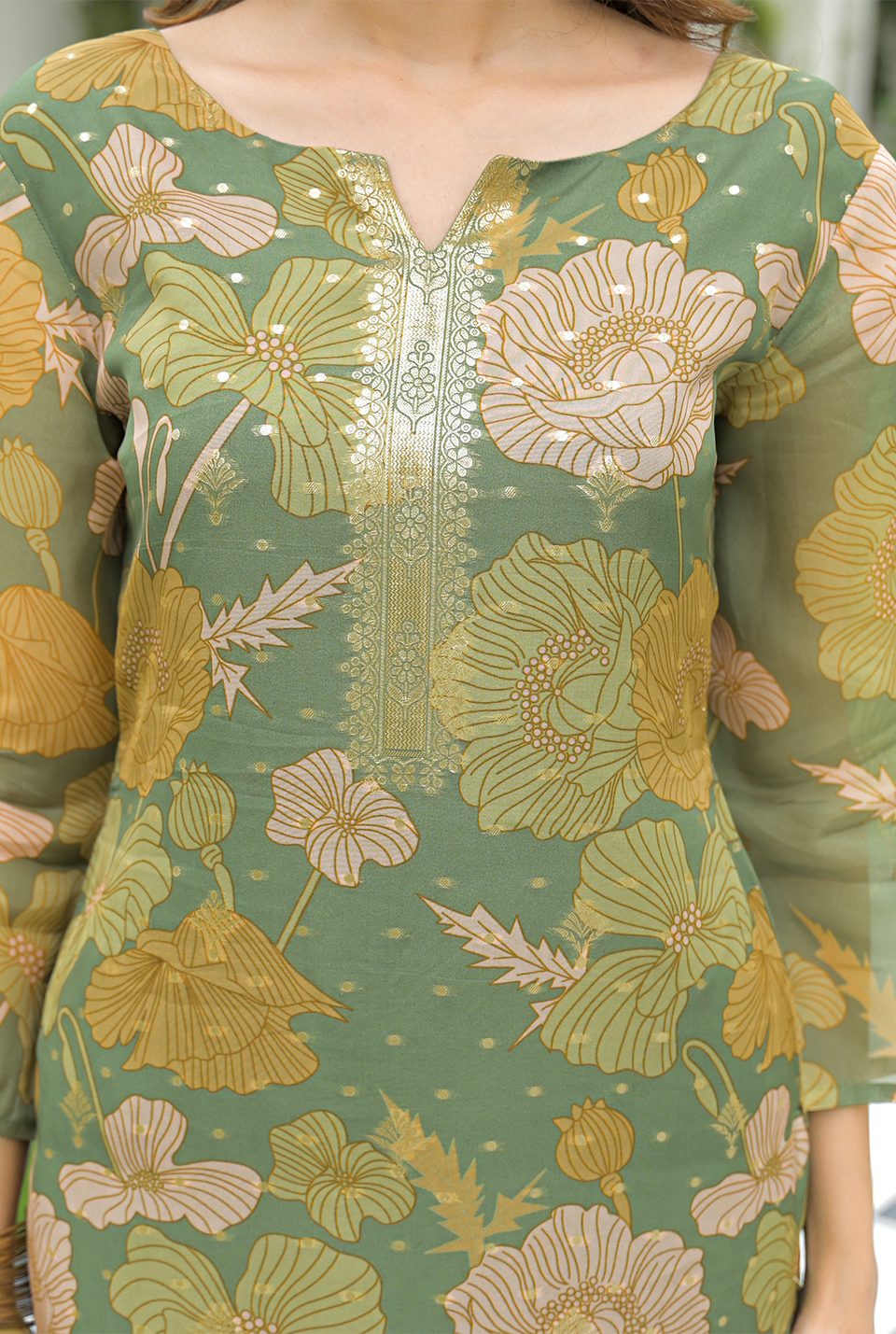 Dhwani Green Organza Suit Set
