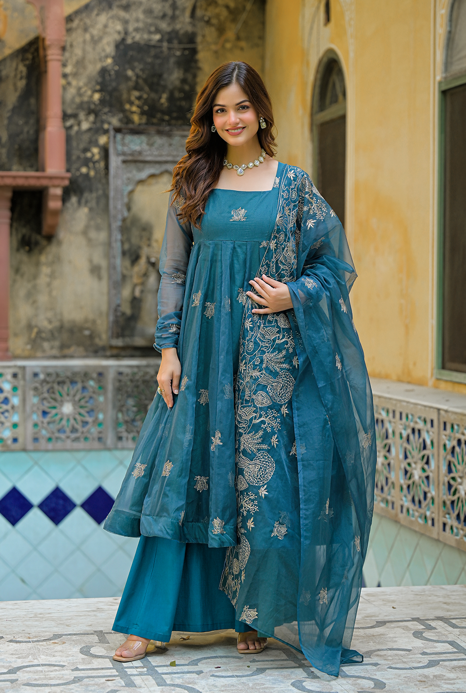 Ethereal Sage Organza Suit Set