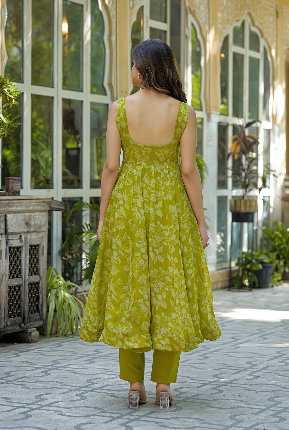 Vishaka green organza sit set