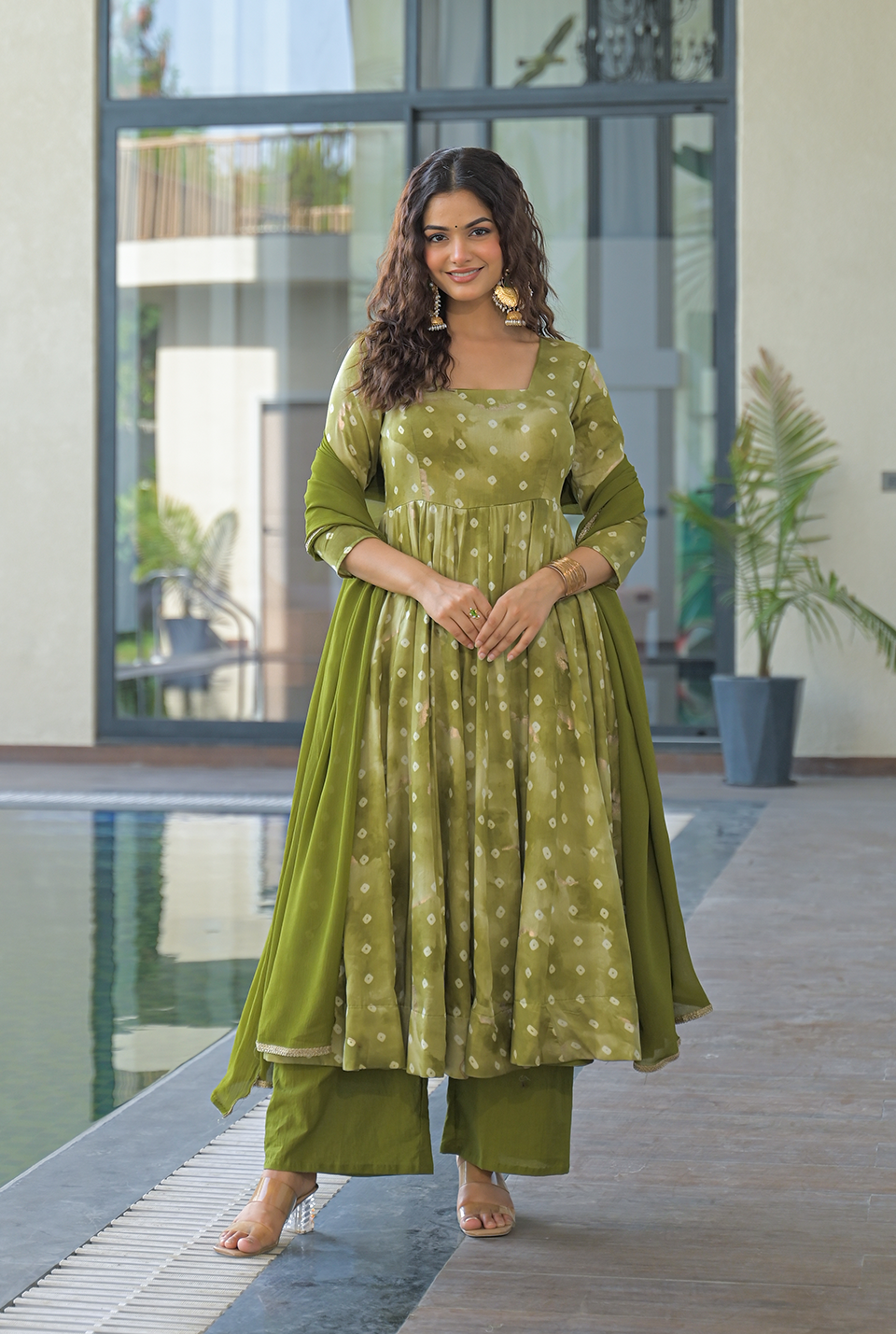 Reet Green Muslin Suit Set