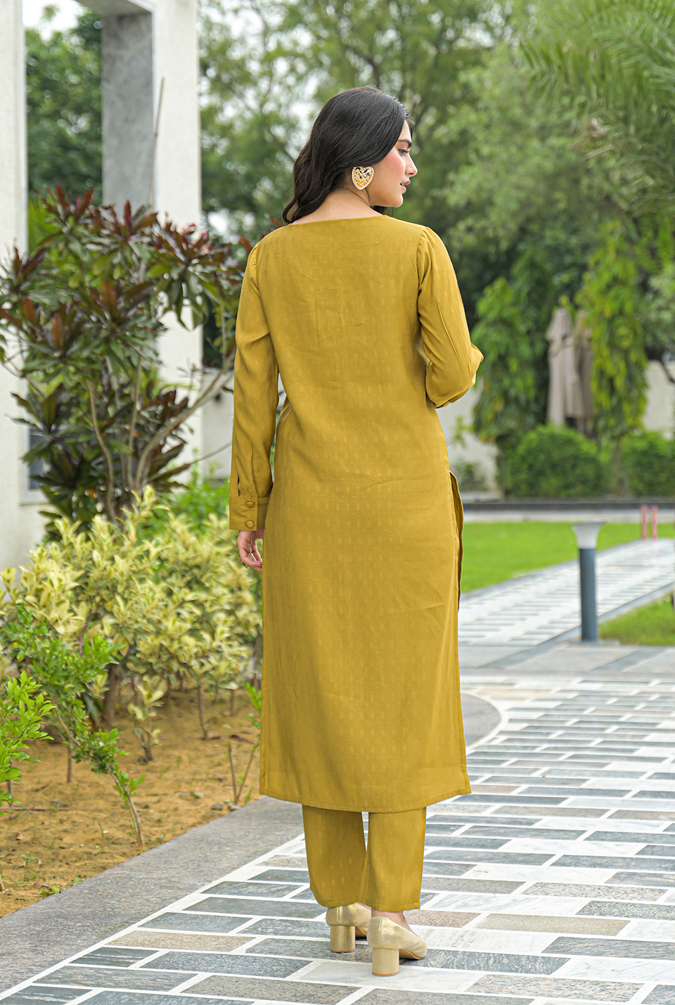 Ruth Mustard Kurta Set