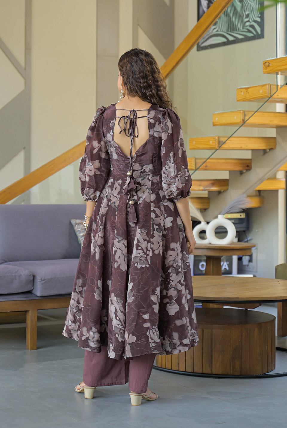 Vedanshi brown organza suit set