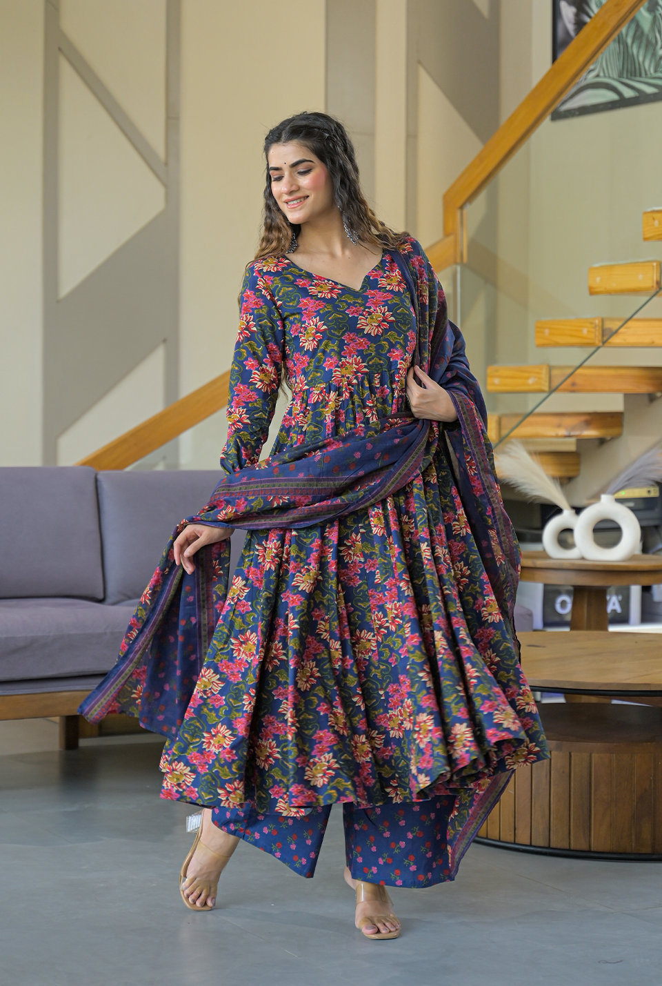 Khushi Blue floral suit set