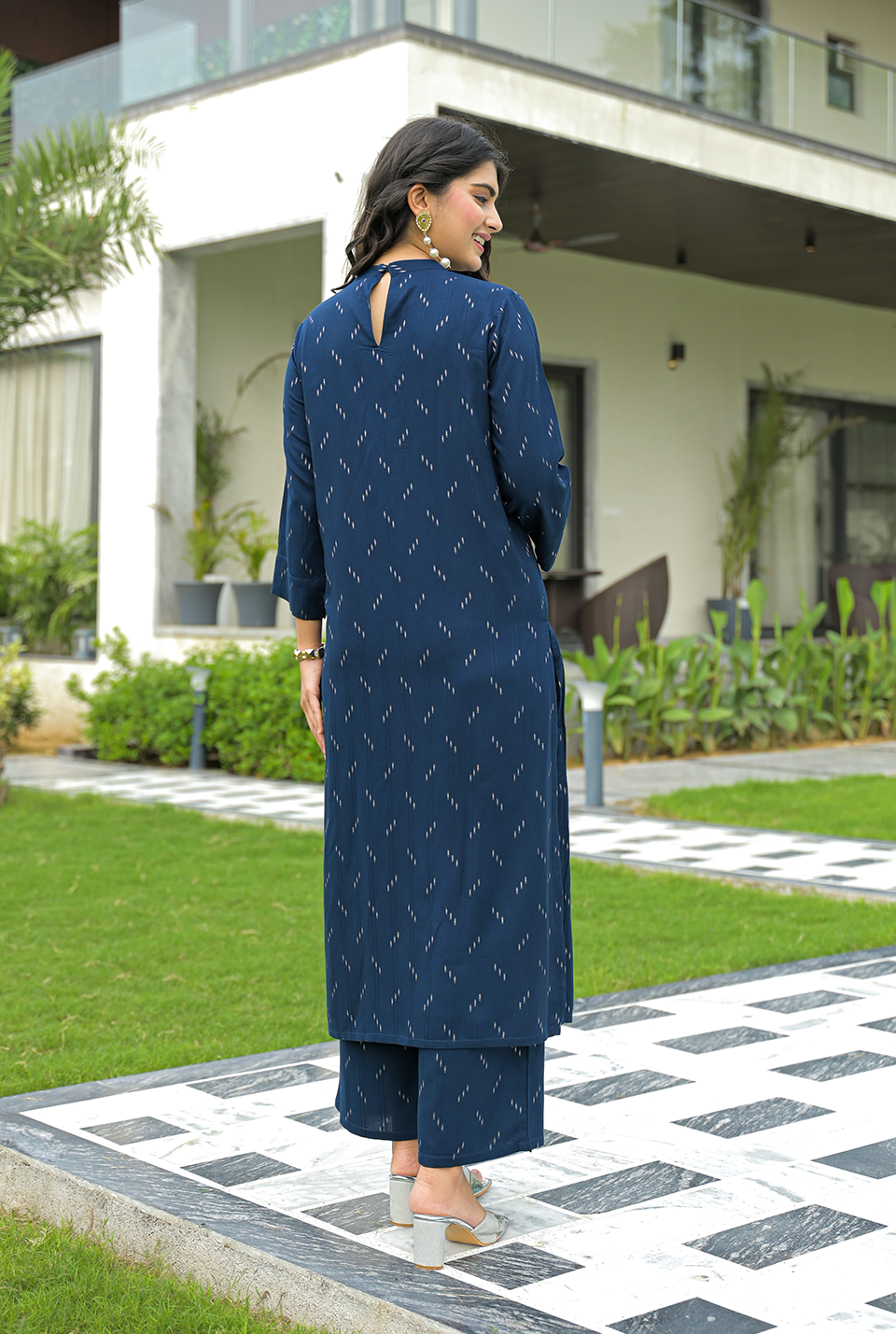 Yami Blue Cotton Kurta Set