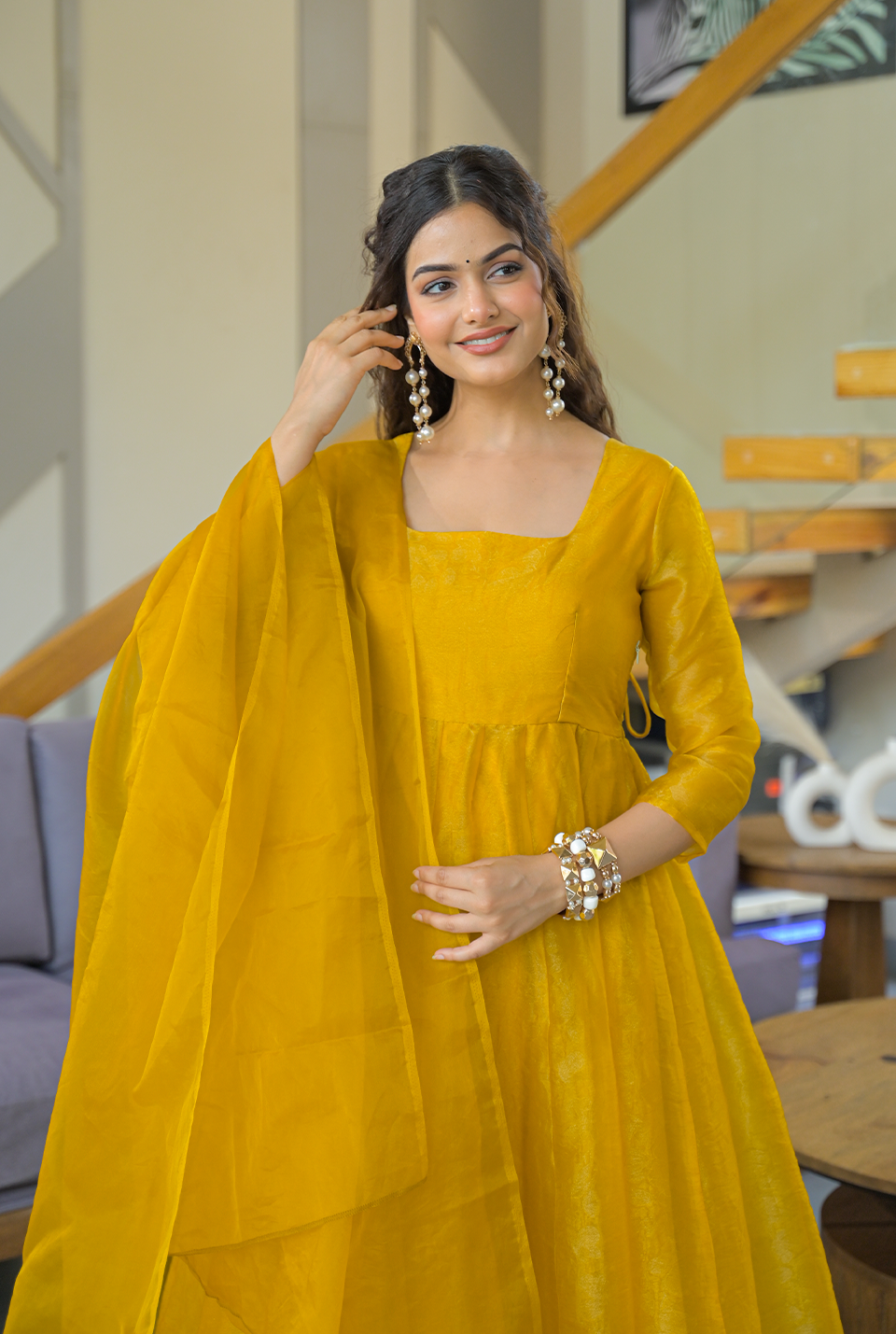 Samriddhi Yellow Organza Suit Set