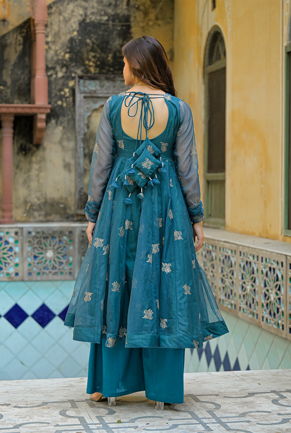 Ethereal Sage Organza Suit Set