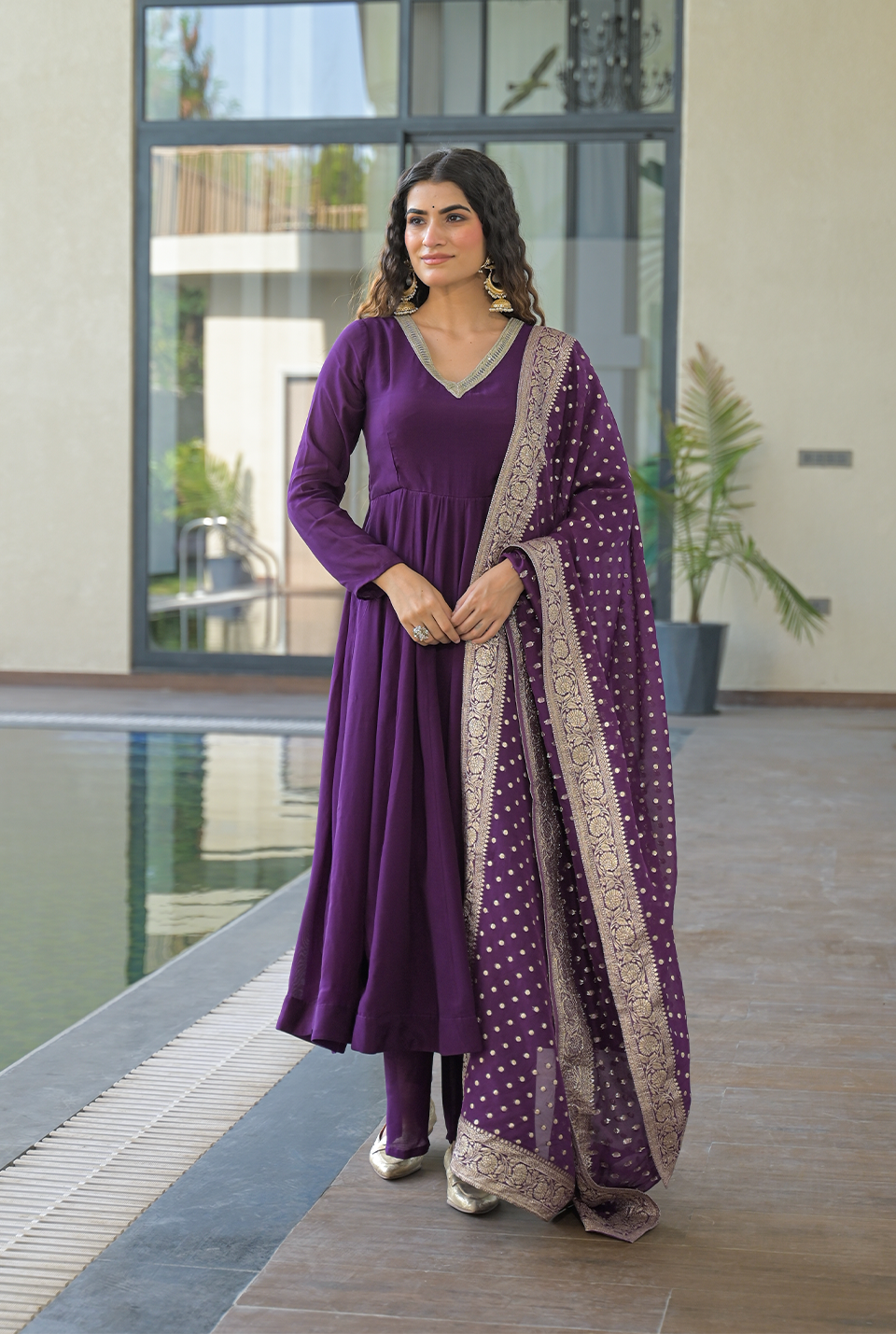 Madhurima Purple Muslin Suit Set