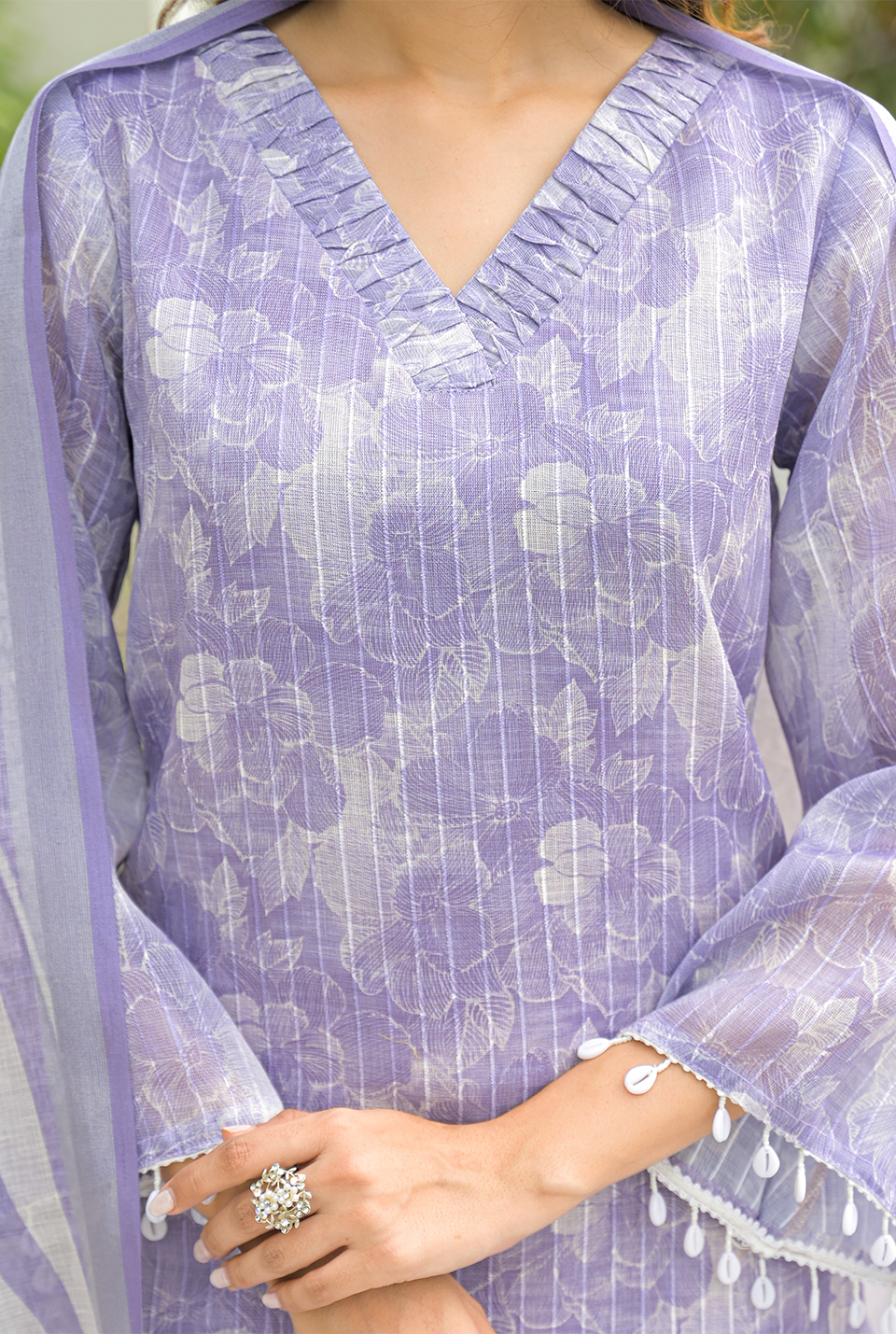 Violet Floral Kurta Set