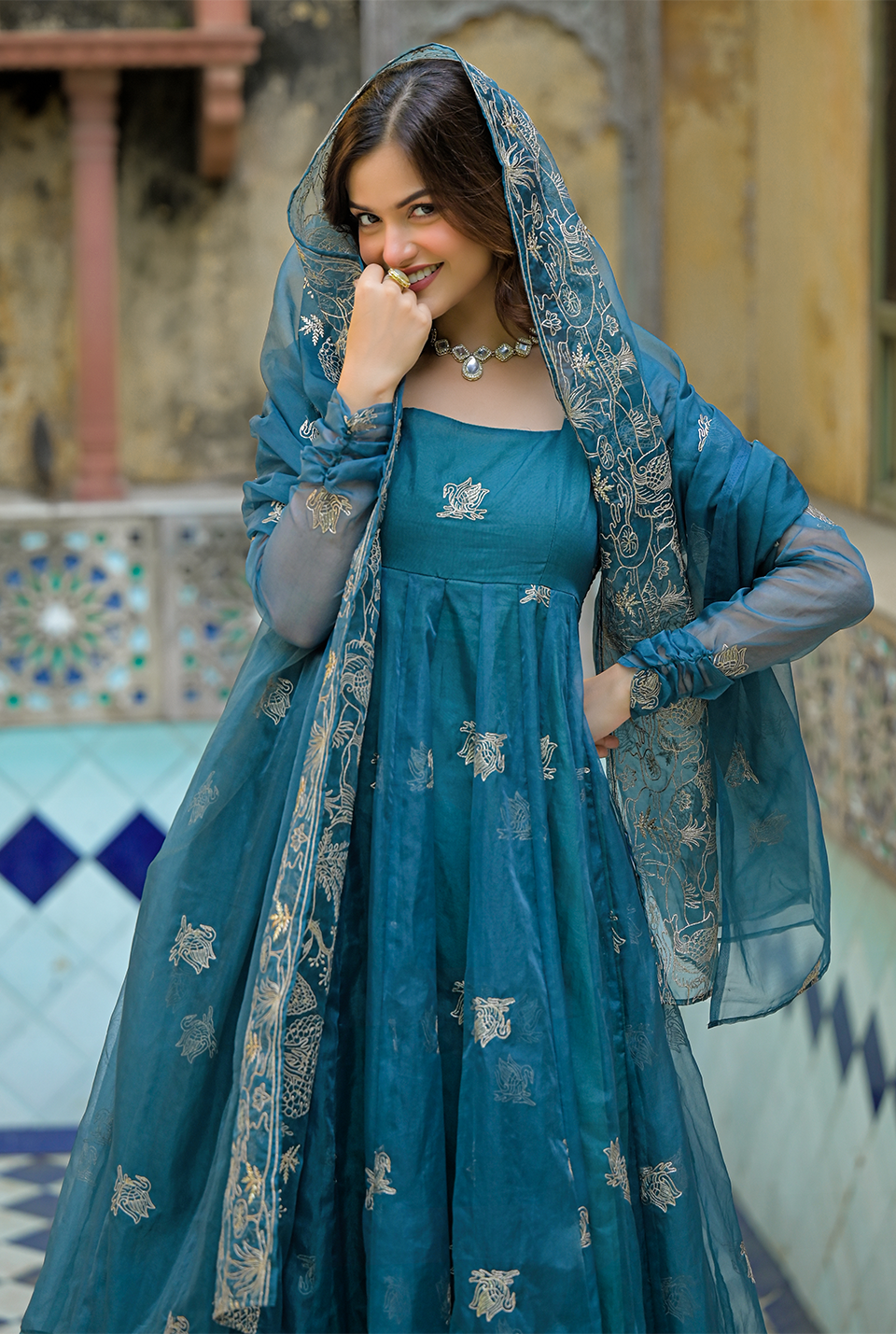 Ethereal Sage Organza Suit Set