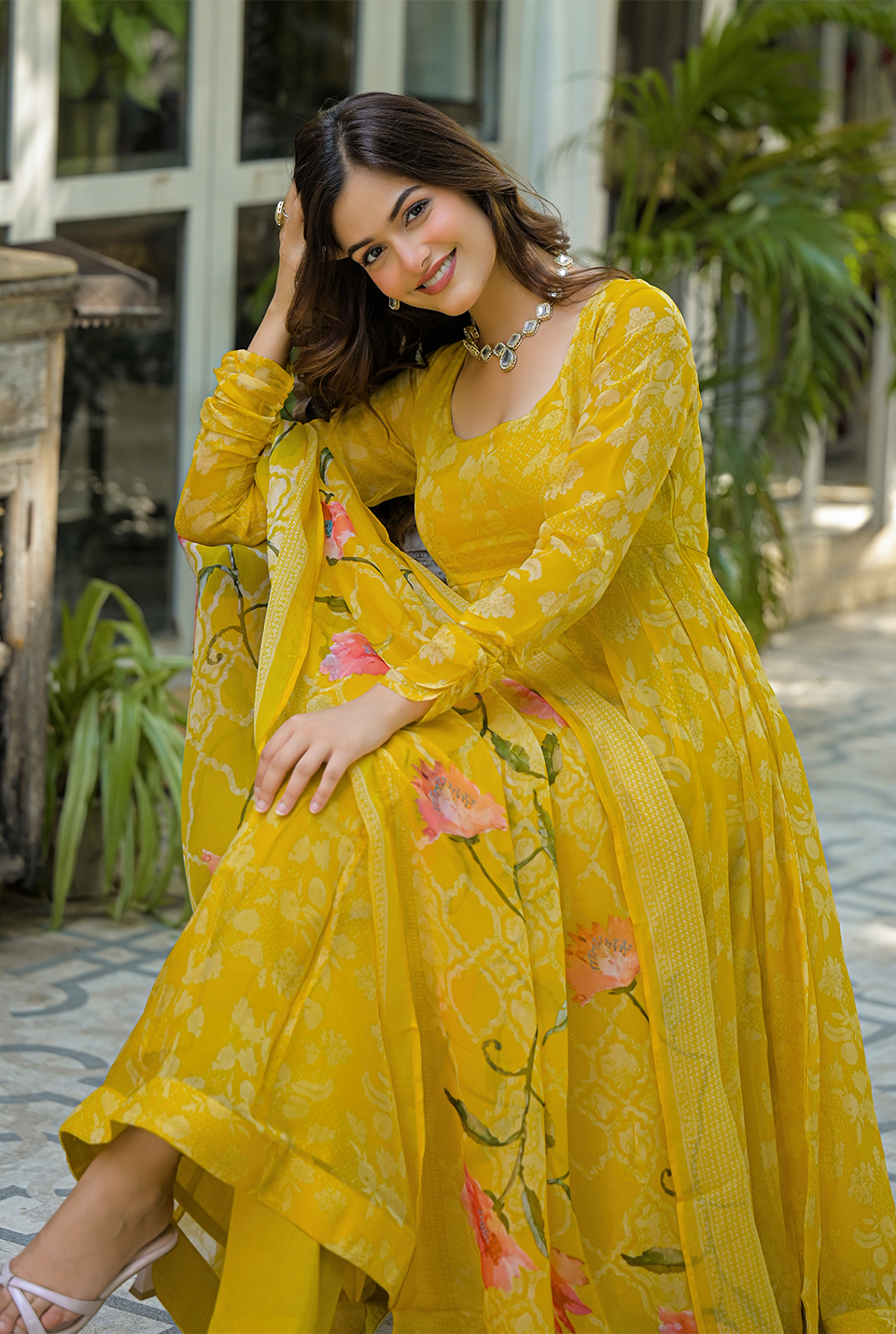 Kanisha yellow organza Suit set