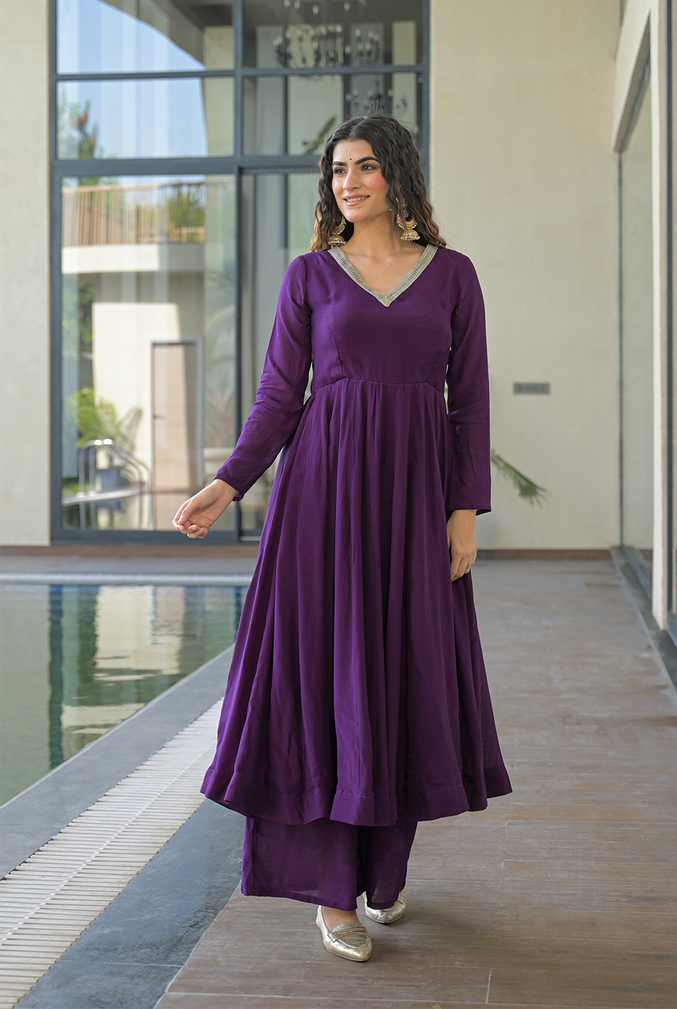 Madhurima Purple Muslin Suit Set