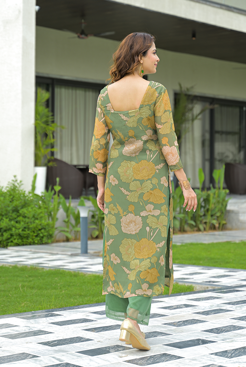 Dhwani Green Organza Suit Set