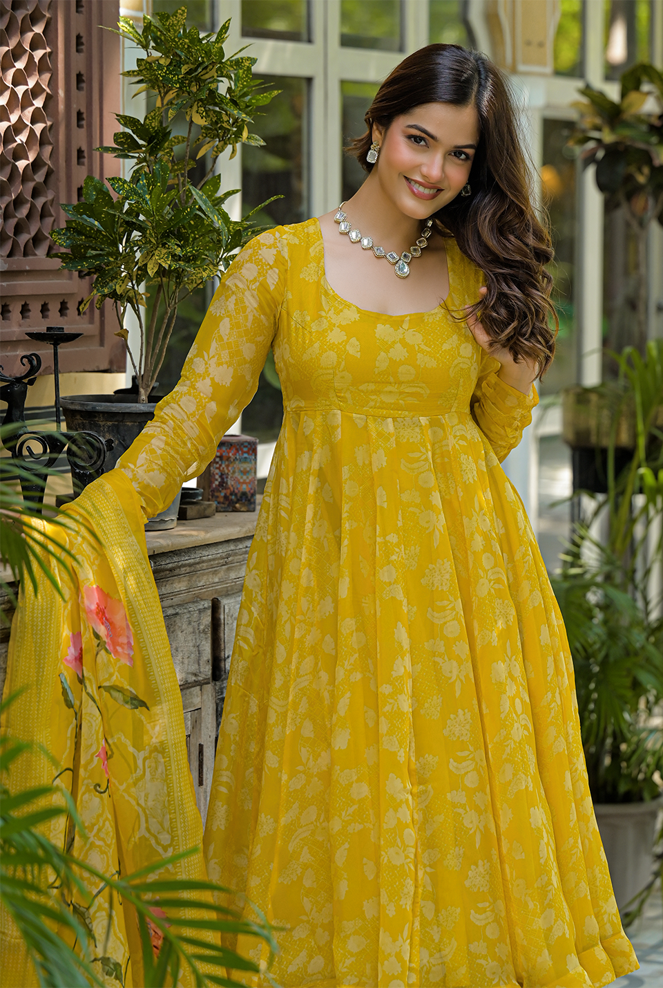 Kanisha yellow organza Suit set