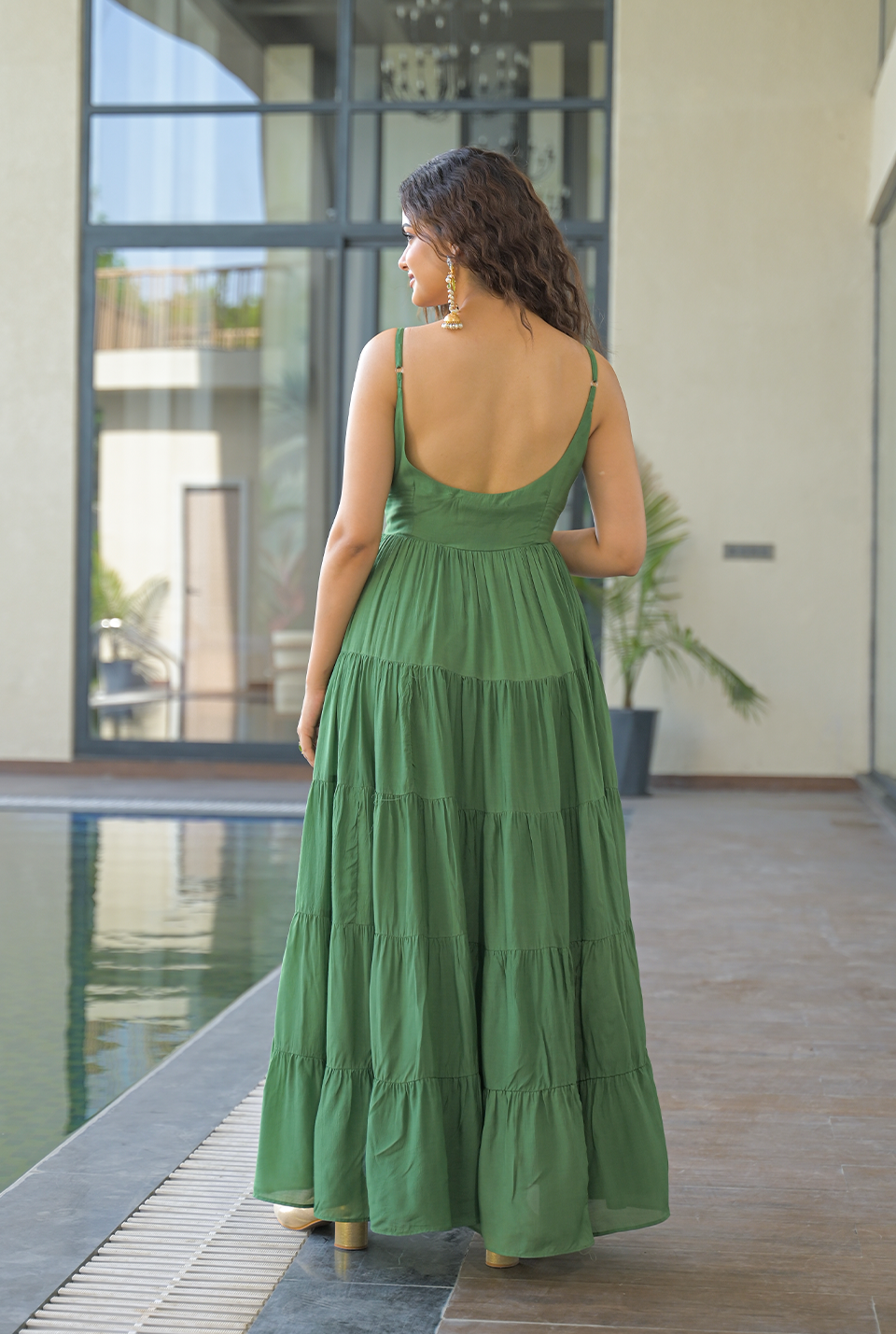 Saanjh Green Muslin Maxi Set
