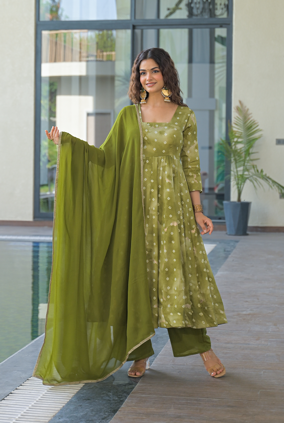Reet Green Muslin Suit Set