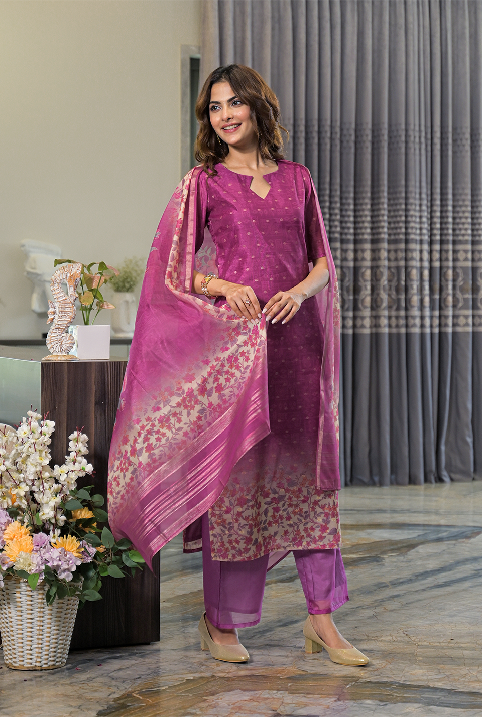 Amara purple organza kurta set