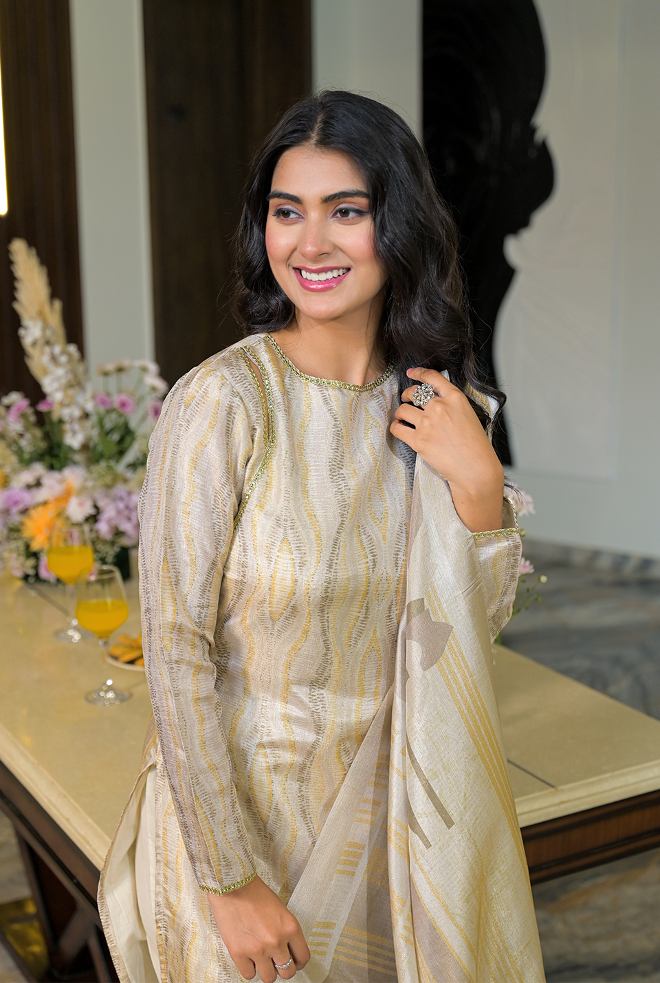 Resham sheer kurta set