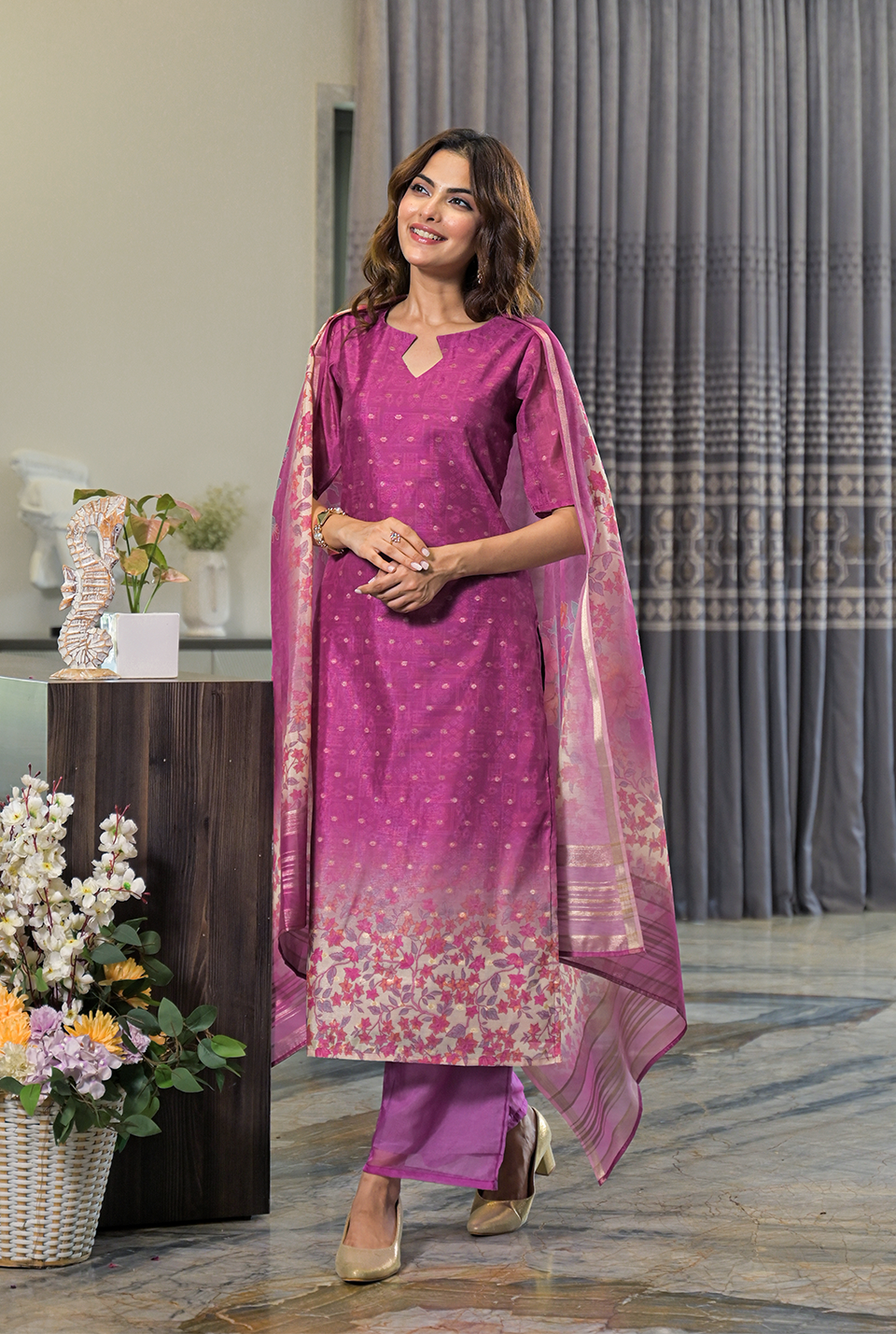 Amara purple organza kurta set