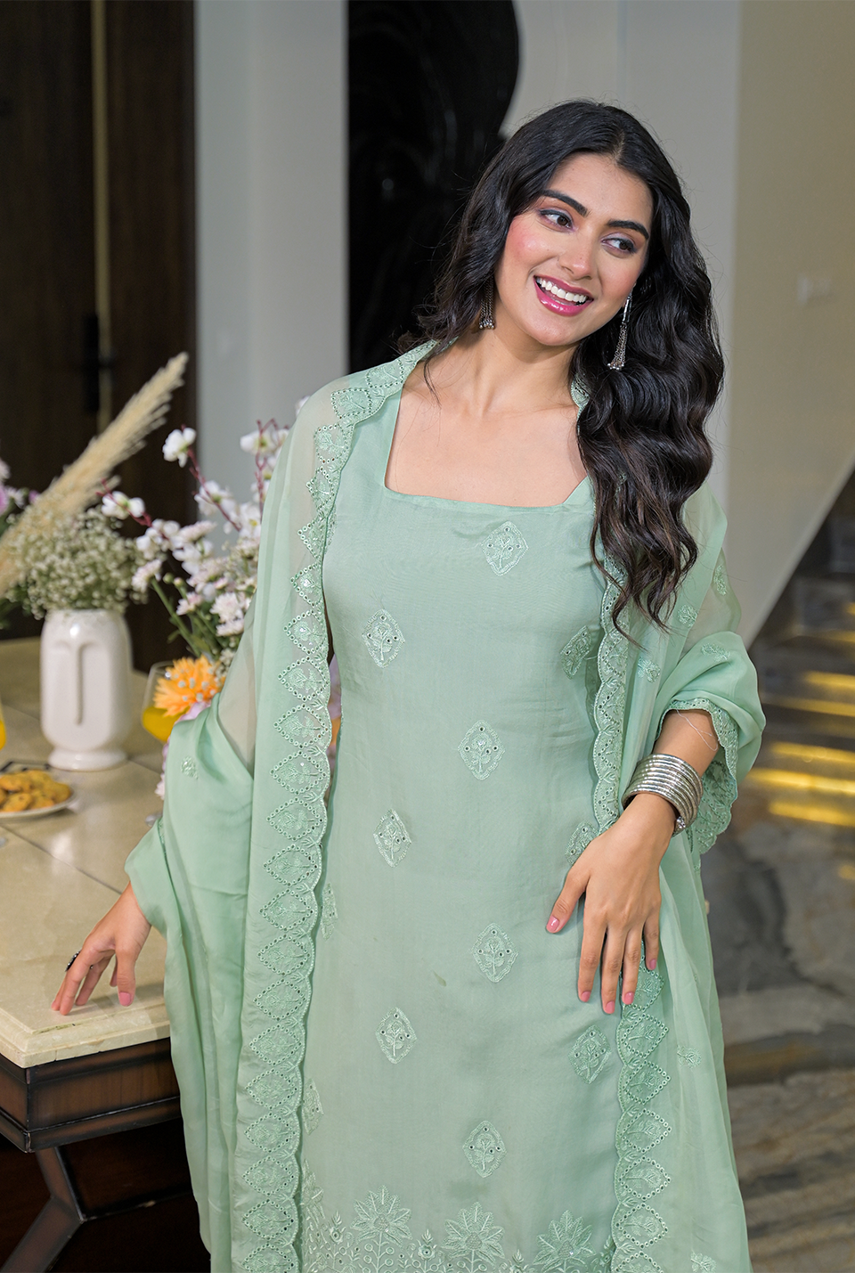 Jahnavi green suit set