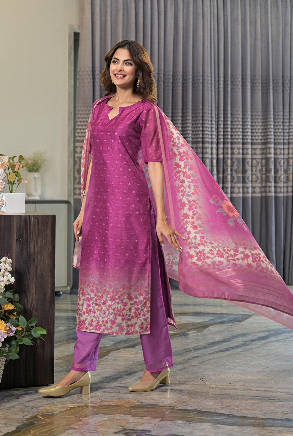 Amara purple organza kurta set
