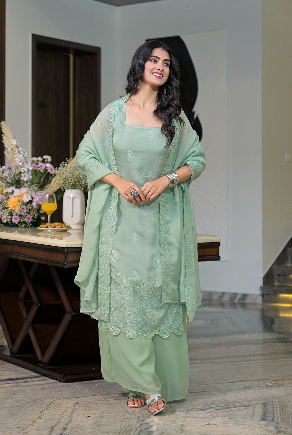 Jahnavi green suit set