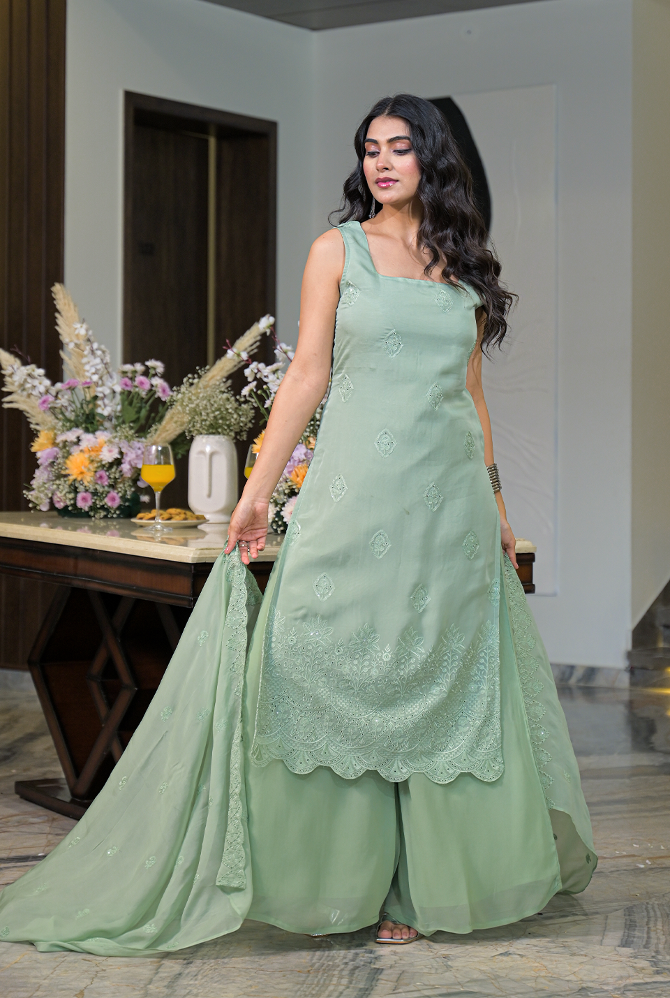 Jahnavi green suit set
