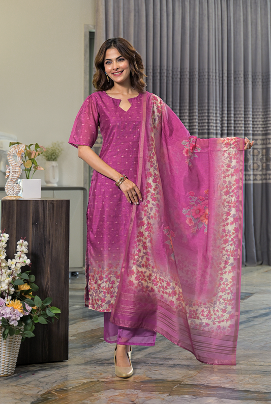 Amara purple organza kurta set