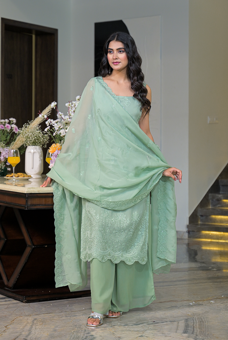 Jahnavi green suit set