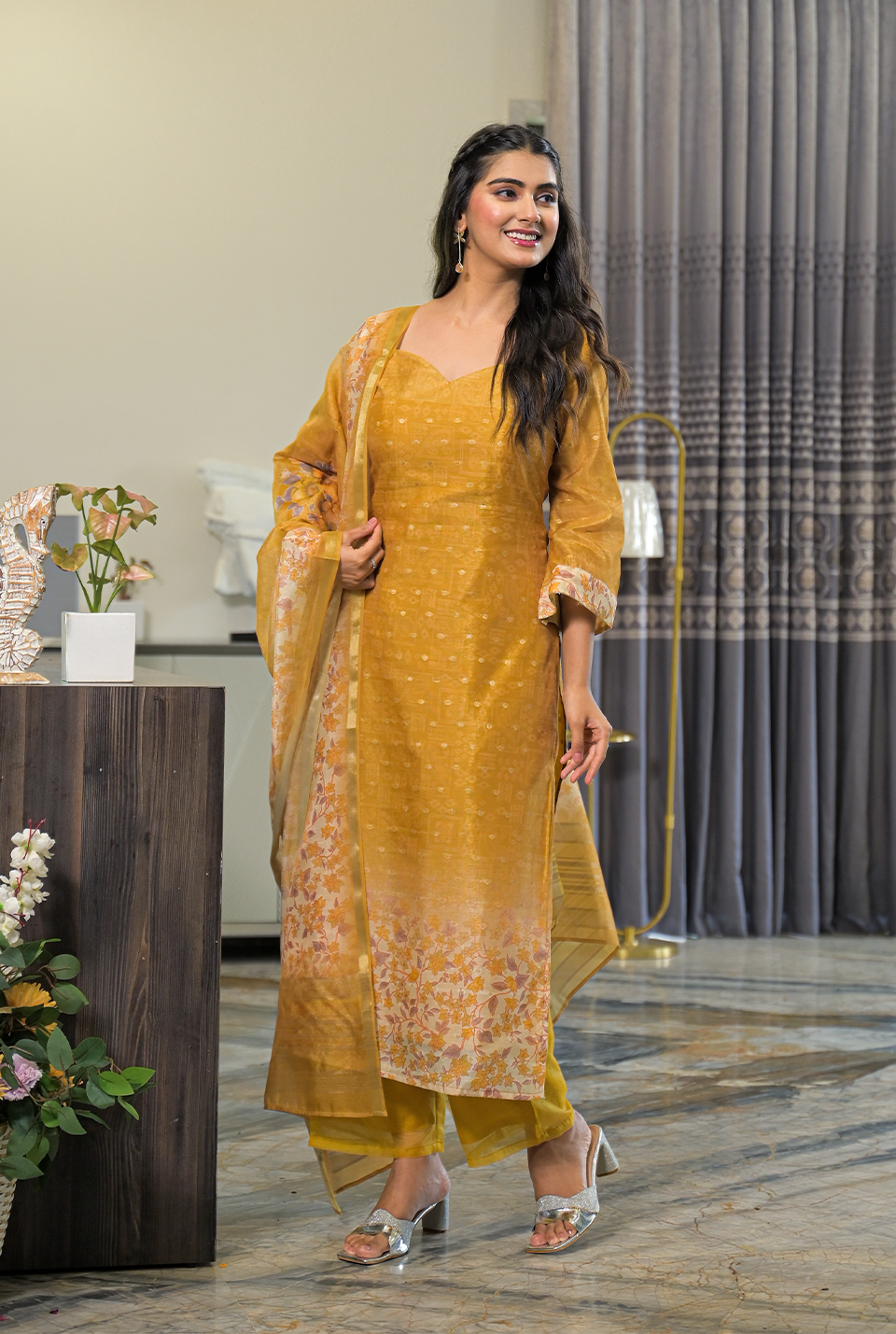Shivaya yellow organza kurta set