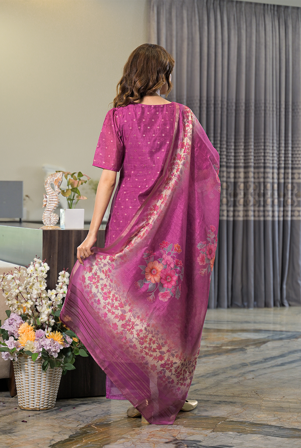 Amara purple organza kurta set