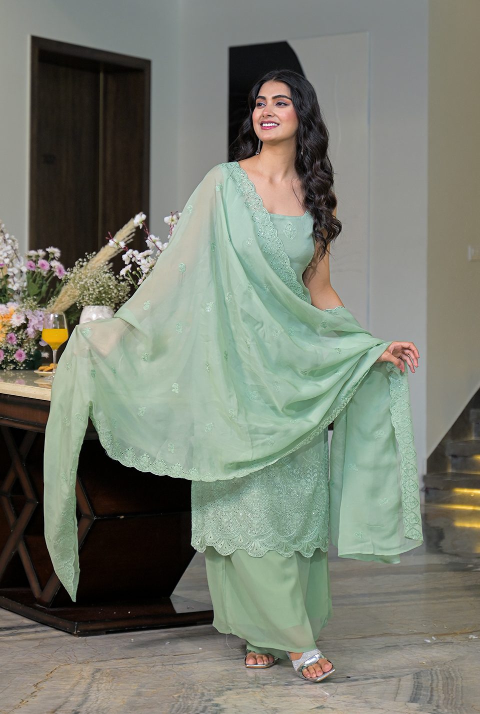Jahnavi green suit set
