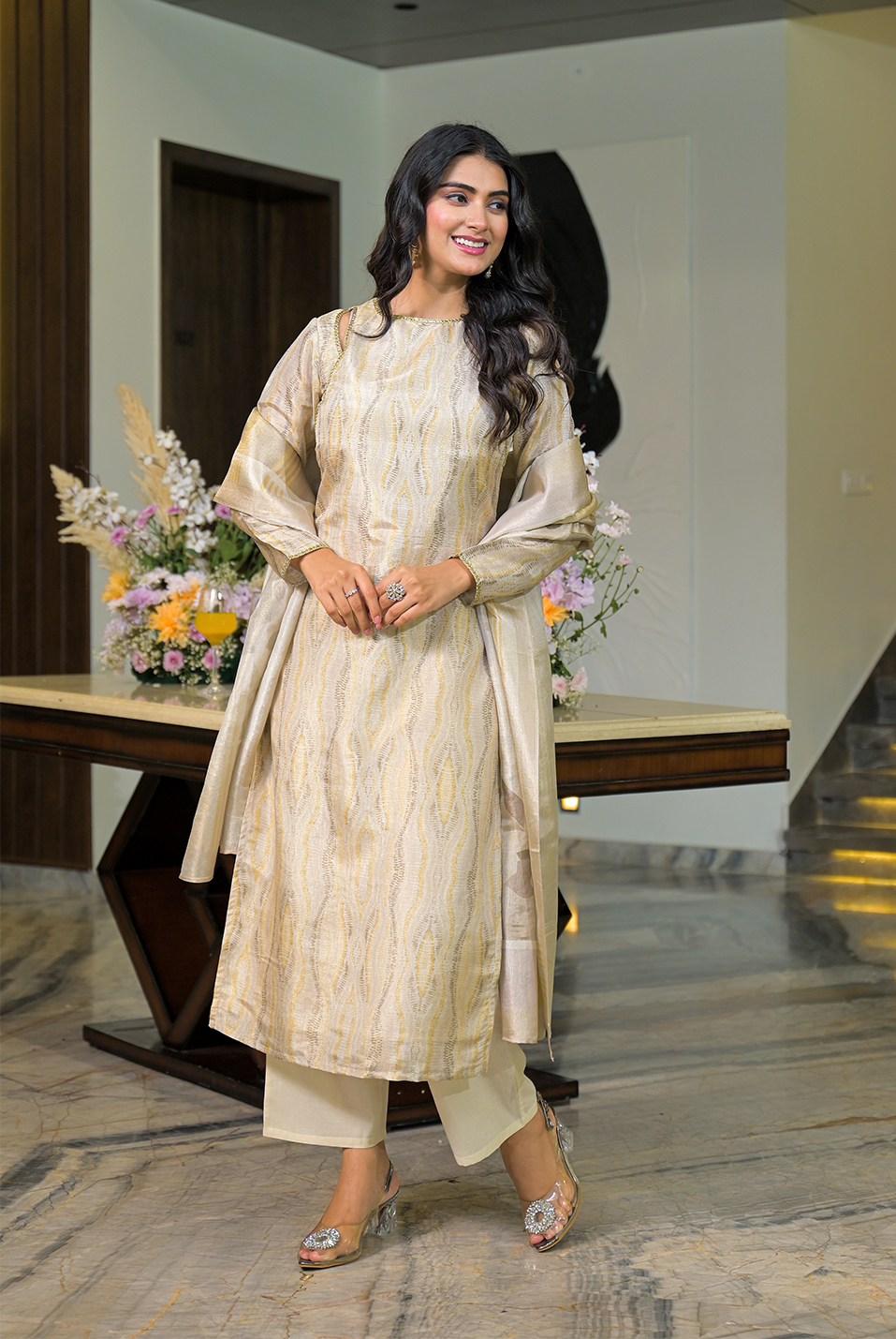 Resham sheer kurta set