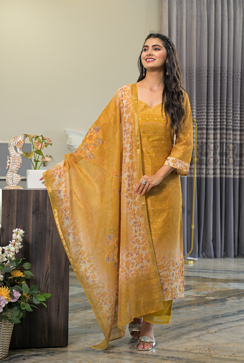 Shivaya yellow organza kurta set