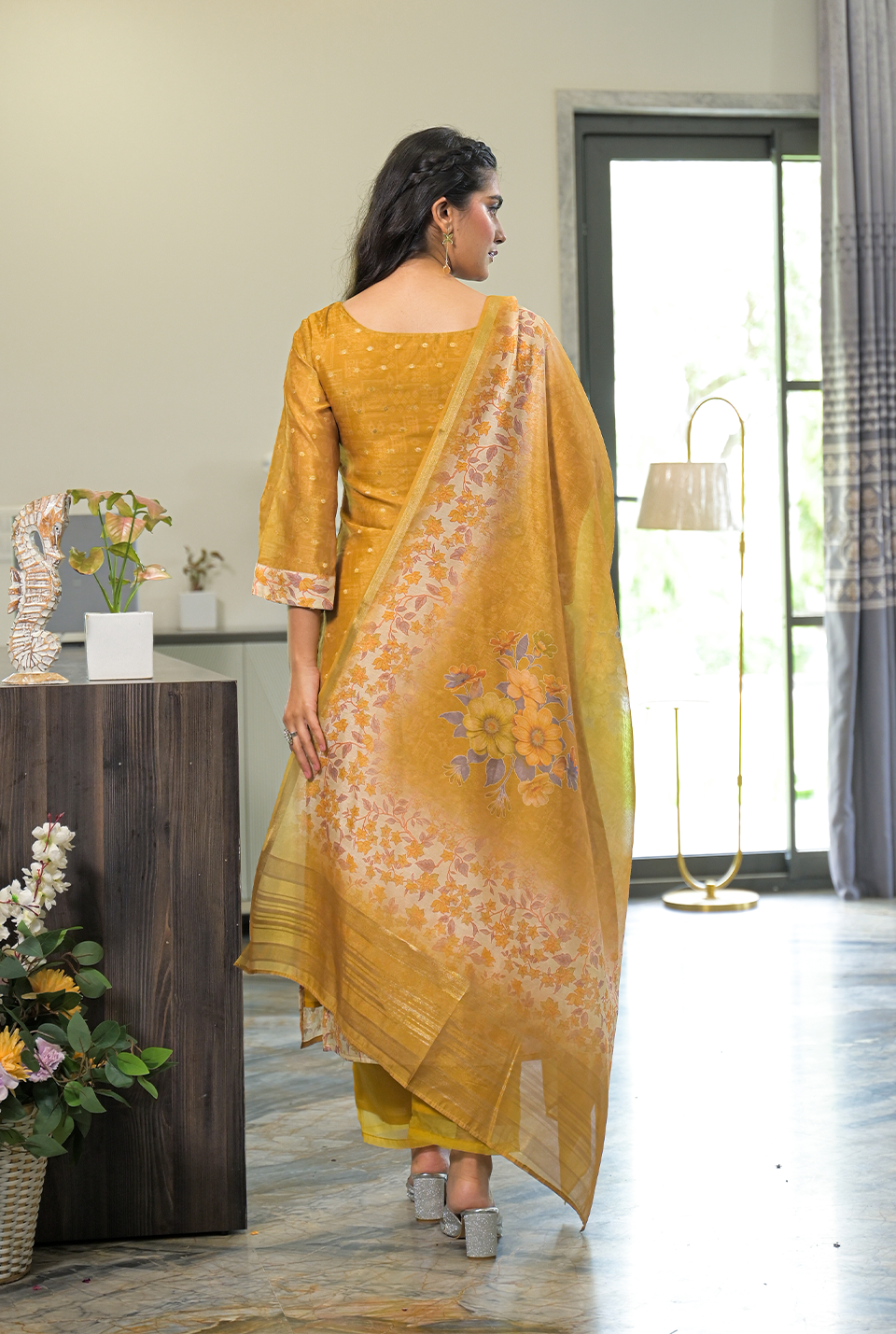 Shivaya yellow organza kurta set