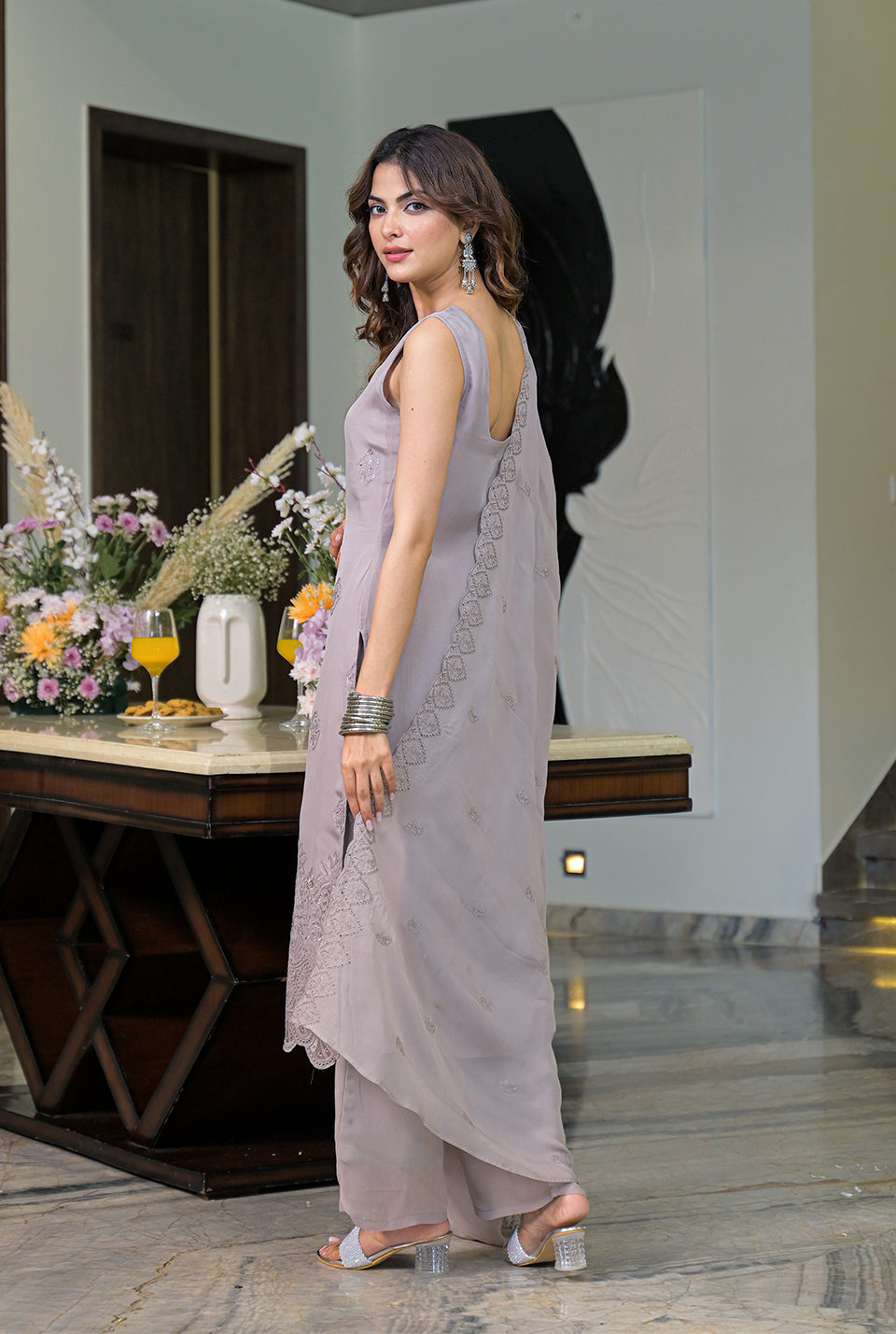 Hridya gray organza suit set