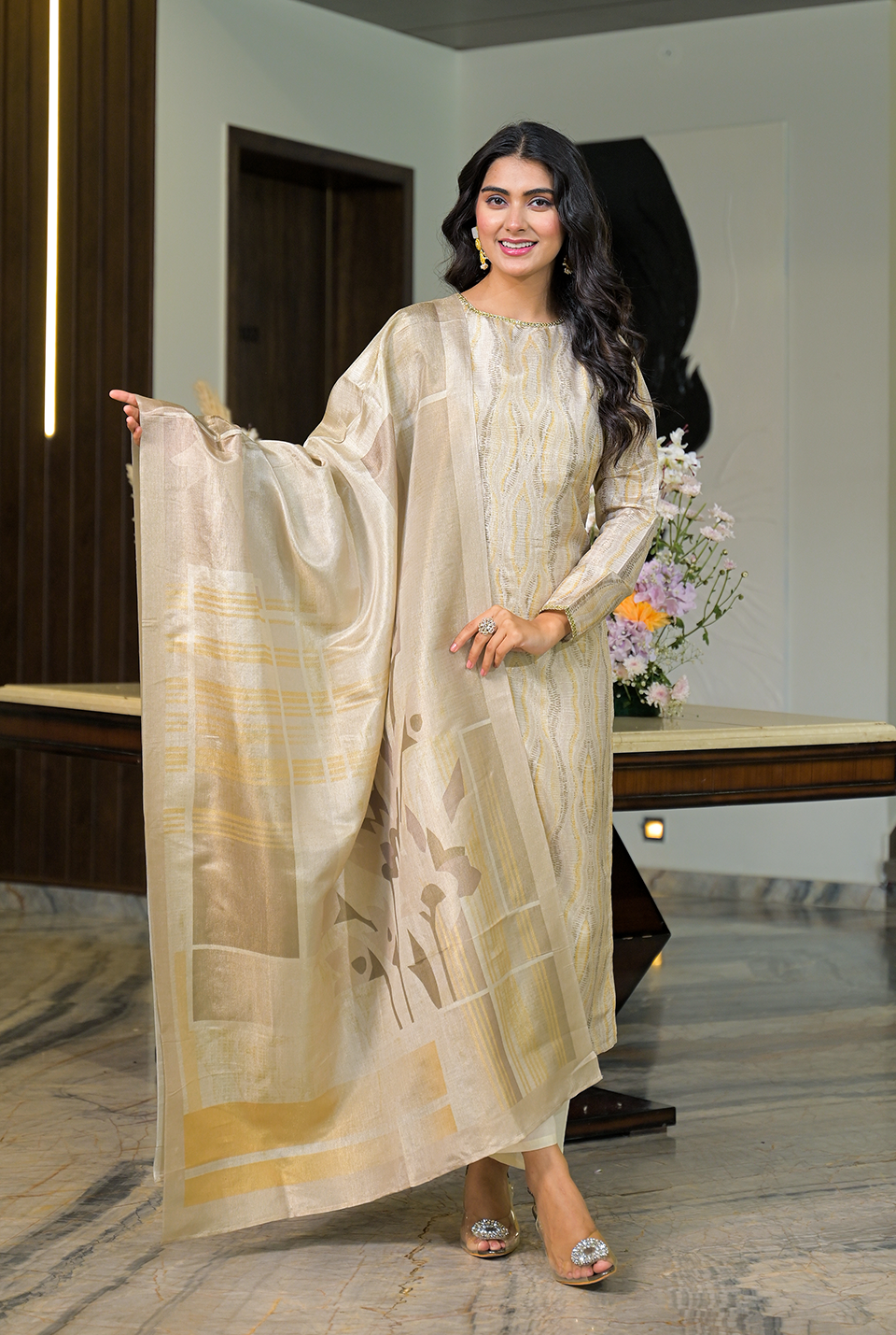 Resham sheer kurta set