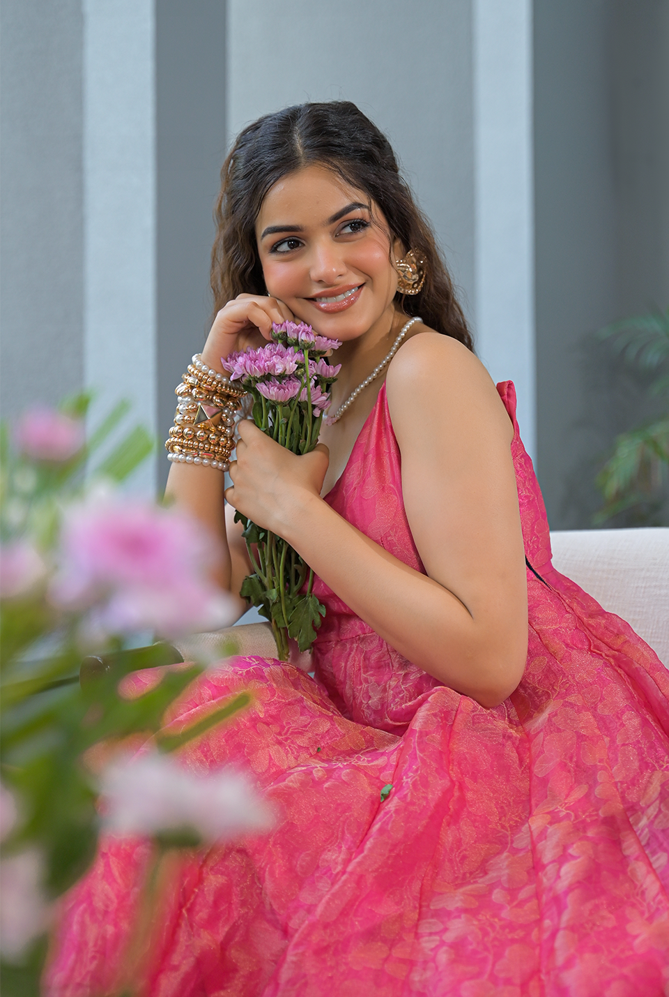 Gulnaar pink organza Gown