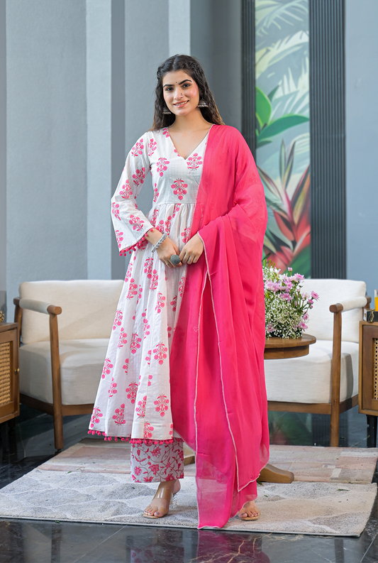 Ruhi Cotton angrakha suit set