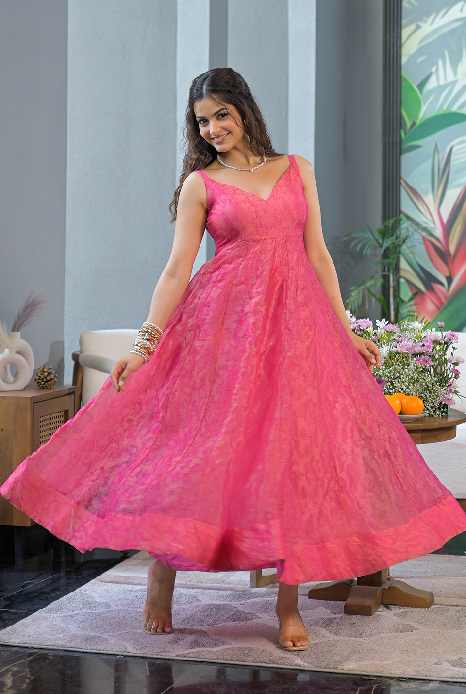 Gulnaar pink organza Gown