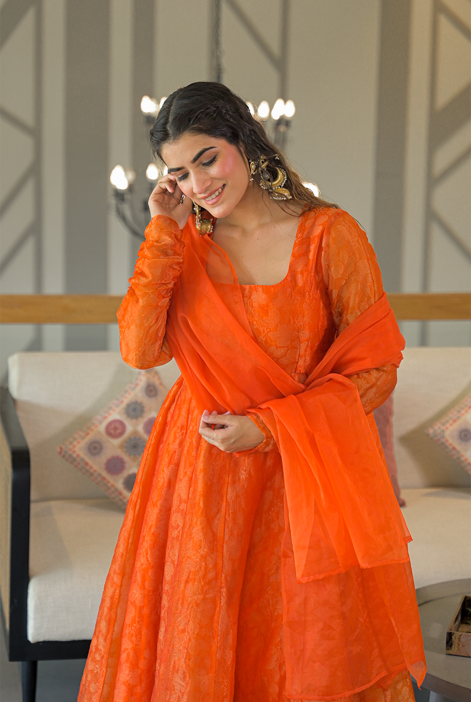 Samantha orange organza suit set